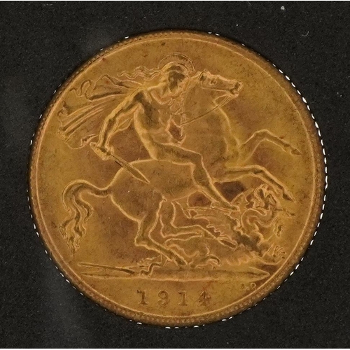 144 - George V 1914 gold half sovereign with fitted case - this lot is sold without buyer’s premium, the h... 