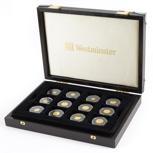 110 - The Smallest Gold Coins of the World Collection by The Westminster Mint including Canadian 1/20th ou... 