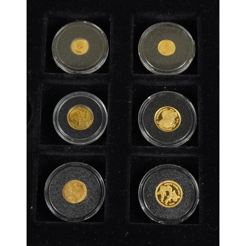 110 - The Smallest Gold Coins of the World Collection by The Westminster Mint including Canadian 1/20th ou... 