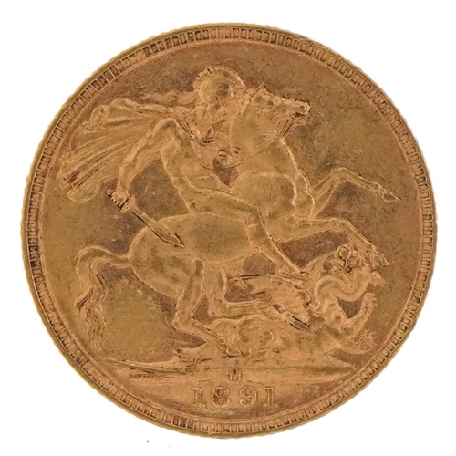 83 - Queen Victoria 1891 gold sovereign, Melbourne mint - this lot is sold without buyer’s premium, the h... 