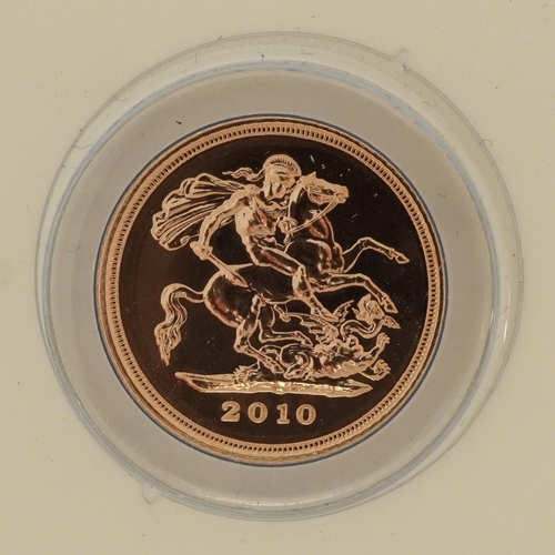 55 - Elizabeth II 2010 gold half sovereign with case and sleeve - this lot is sold without buyer’s premiu... 