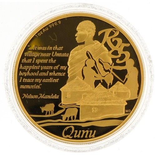 50 - 2013 South Africa Nelson Mandela one ounce 24ct gold coin with fitted case, certificate of provenanc... 
