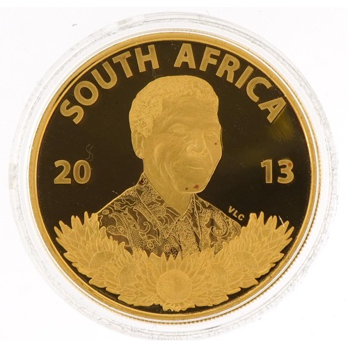 50 - 2013 South Africa Nelson Mandela one ounce 24ct gold coin with fitted case, certificate of provenanc... 