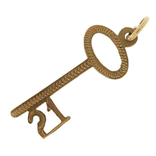 2332 - 9ct gold 21 key charm, 2.5cm high, 0.6g