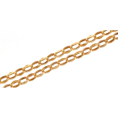 2290 - 9ct gold Belcher link necklace, 46cm in length, 1.1g