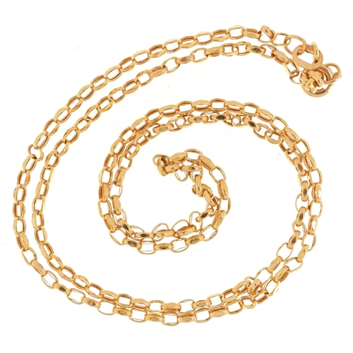 2290 - 9ct gold Belcher link necklace, 46cm in length, 1.1g