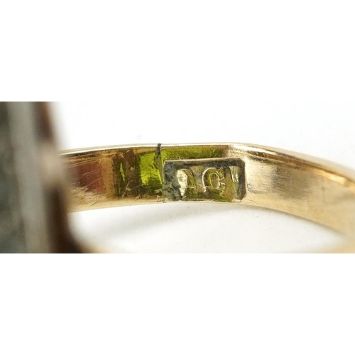 2293 - Art Deco 9ct gold paste ring, size J, 2.9g