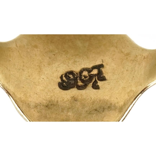 2281 - Antique 9ct gold signet ring with engraved decoration, size F, 1.1g