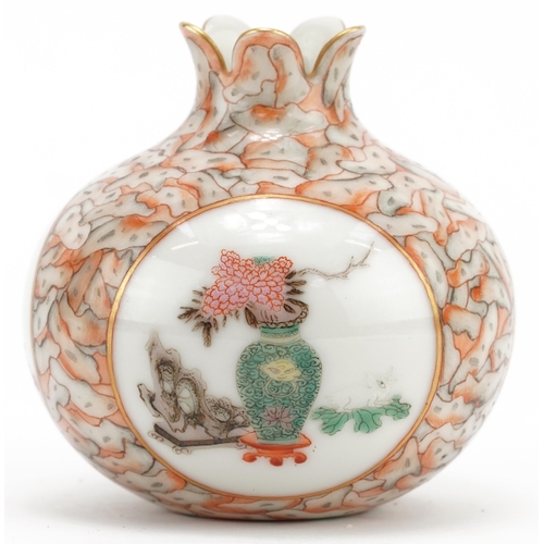 276 - Chinese porcelain fois bois pomegranate vase hand painted in the famille verte palette with lucky ob... 