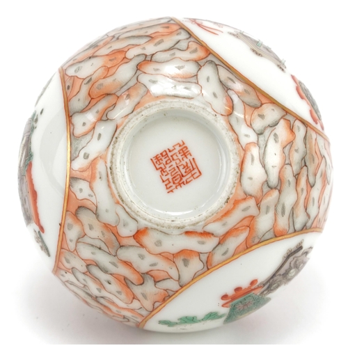 276 - Chinese porcelain fois bois pomegranate vase hand painted in the famille verte palette with lucky ob... 