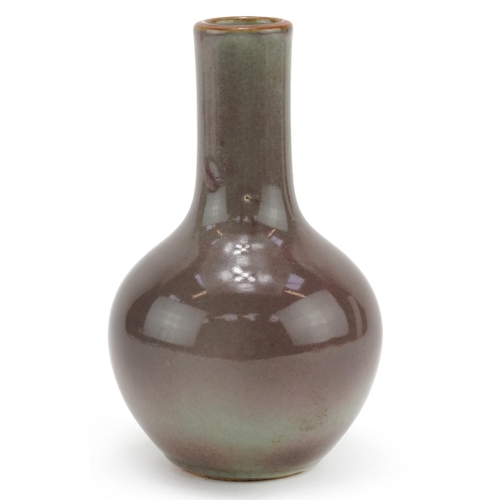 1217 - Chinese porcelain vase having a purple and green glaze, 16cm high