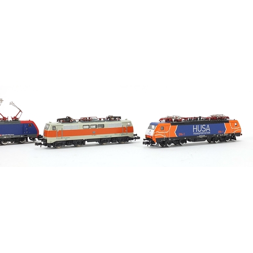 1495 - Four Trix and Minitrix N gauge model railway locomotives