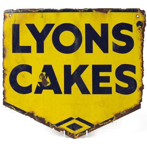 62 - Lyons Cakes advertising enamel sign, 43cm x 39cm