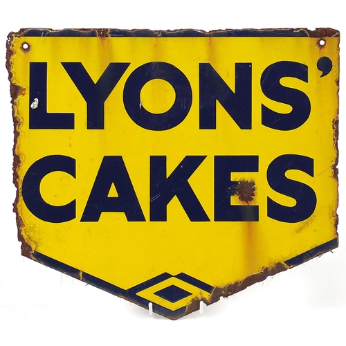 62 - Lyons Cakes advertising enamel sign, 43cm x 39cm