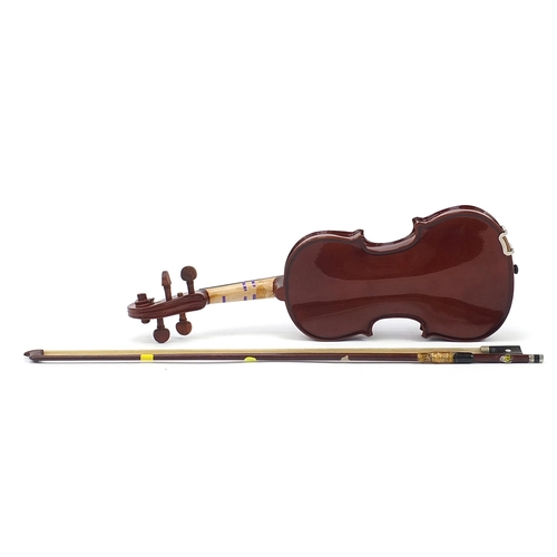 1369 - Stentor Student 1 child's violin with bow and protective case, the violin back 25cm in length