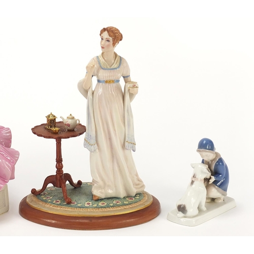 1299 - Collectable porcelain to include a Nao boy and Franklin Mint, the largest 26cm high