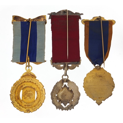 1608 - Three Royal Order of Buffalo silver jewels, two with enamel, two with fitted cases