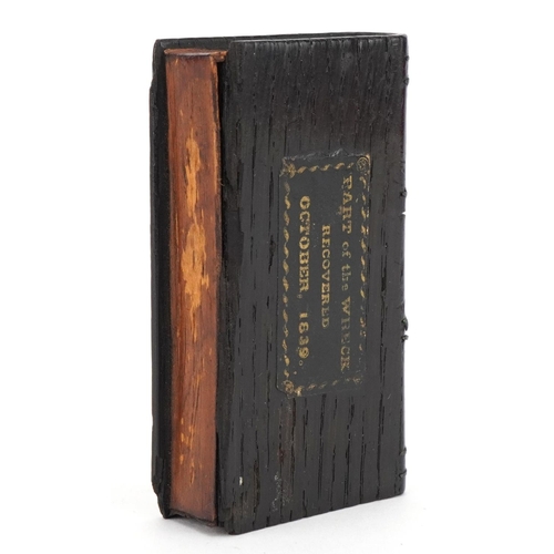 38 - 19th century Naval interest treen book made from part of the wreck of the Royal George sunk August 2... 