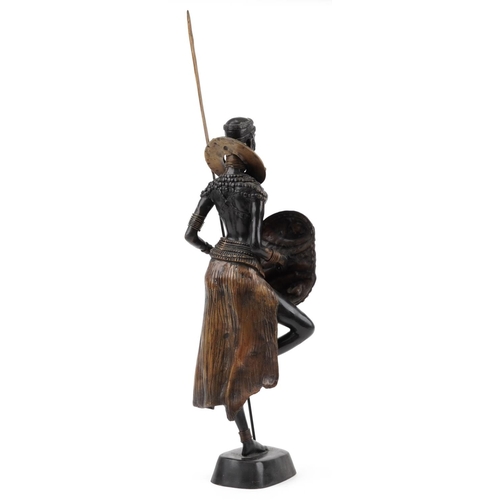 1271 - Large patinated study of a semi nude African tribeswoman, 83cm high