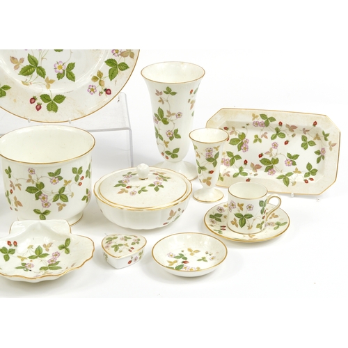 1264 - Large quantity of Wedgewood Wild Strawberry pattern vases, bells , trinket pots and covers, largest ... 