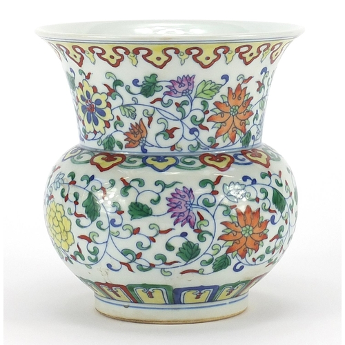 182 - Chinese doucai porcelain vase decorated with flowers, six figure character marks to the base, 15cm h... 