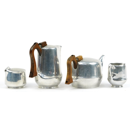 1207 - Vintage Picquot Ware four piece tea and coffee service, the largest 19cm high