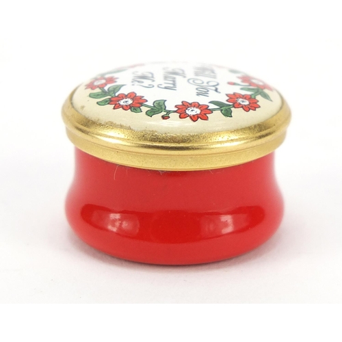 1201 - Halcyon Days enamel ring box, 2.3cm diameter