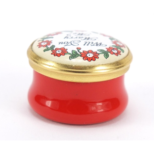 1201 - Halcyon Days enamel ring box, 2.3cm diameter