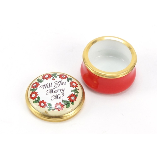 1201 - Halcyon Days enamel ring box, 2.3cm diameter