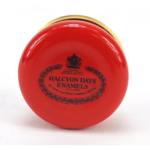 1201 - Halcyon Days enamel ring box, 2.3cm diameter