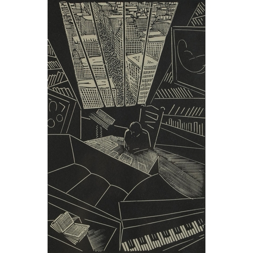 449 - Wharton Esherick - Abstract composition, A Great City, wood engraving, various inscriptions verso in... 