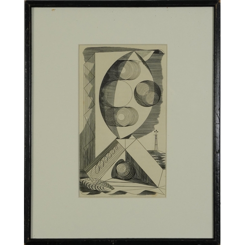 262 - Edward Bawden - Abstract design, copper engraving, various inscriptions verso including Published by... 