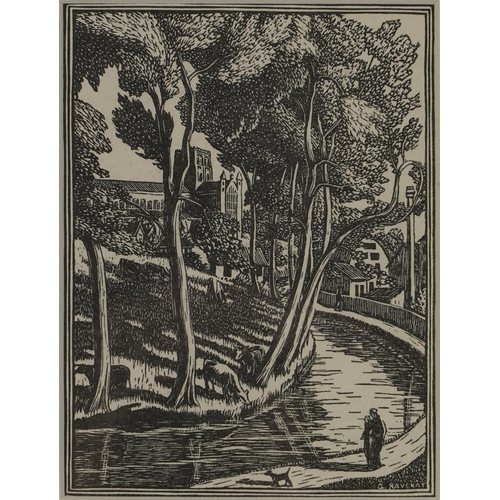 513A - Gwen Raverat - The River Ver and The River Darent, pair of wood engravings, each inscribed Published... 