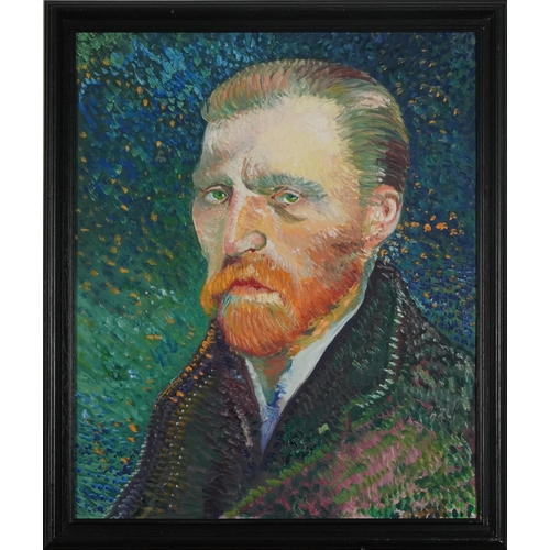 133 - Clive Fredriksson, in the manner of Vincent van Gogh - Head and shoulders portrait, oil on board, mo... 