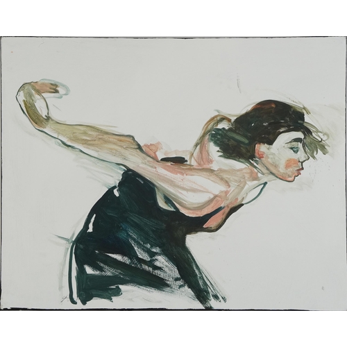 347 - Clive Fredriksson - Study of a female dancing, oil on canvas, unframed, 70cm x 55cm