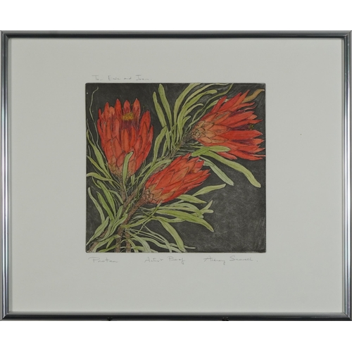 473A - Audrey Scovell - Thistles and Protea, two prints in colour comprising one artist's proof and one lim... 