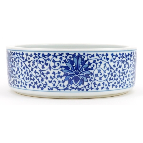 1327 - Chinese blue and white porcelain bowl hand painted with flowers, six figure character marks to the b... 