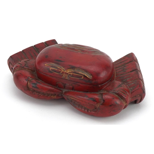 534 - Chinese cinnabar lacquer box and cover in the form of a crab, 22.5cm wide