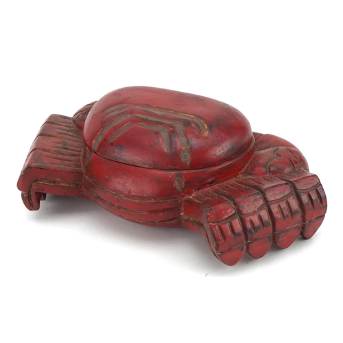 534 - Chinese cinnabar lacquer box and cover in the form of a crab, 22.5cm wide