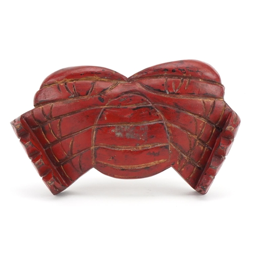 534 - Chinese cinnabar lacquer box and cover in the form of a crab, 22.5cm wide