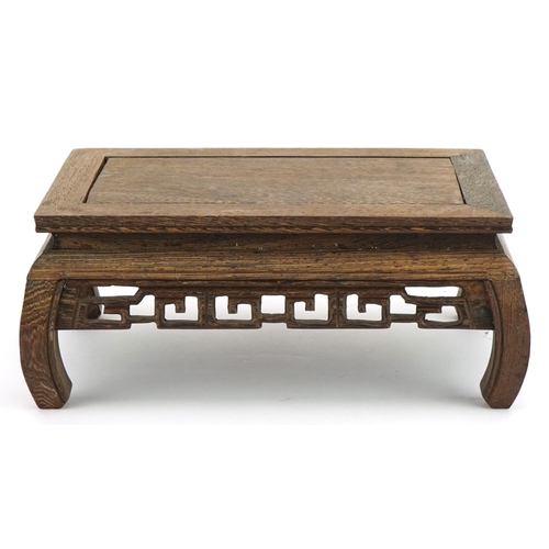 246 - Chinese carved hardwood stand, 9.5cm H x 23.5cm W x 14.5cm D