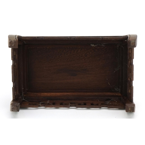 246 - Chinese carved hardwood stand, 9.5cm H x 23.5cm W x 14.5cm D