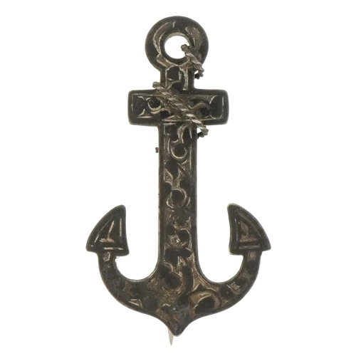 2268 - Russian silver niello work brooch in the form of an anchor, 4.0cm high, 4.0g