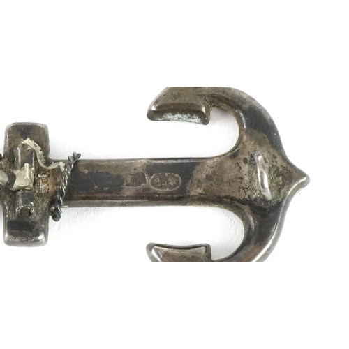 2268 - Russian silver niello work brooch in the form of an anchor, 4.0cm high, 4.0g