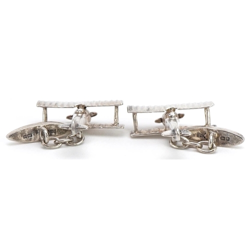 2378 - Martick, pair of silver cufflinks in the form of bi-planes, 2.6cm wide, 10.8g