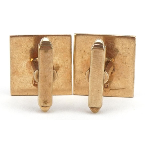 2023 - Pair of 9ct gold bark design initial K cufflinks, 1.7mm wide, 14.1g