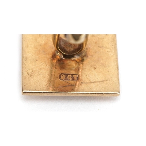 2023 - Pair of 9ct gold bark design initial K cufflinks, 1.7mm wide, 14.1g