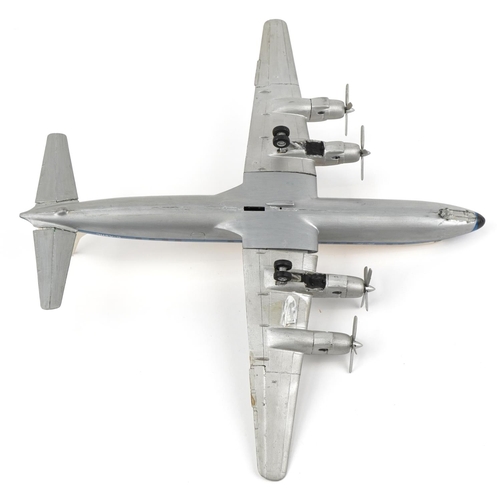 427 - Vintage aviation interest 1:72 scale Caledonian DC7C kit model, 40cm wide