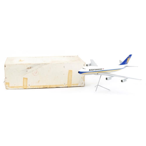 425 - Aviation interest 1:100 scale British Caledonian Boeing 747 by Space Models with stand and box, 70cm... 