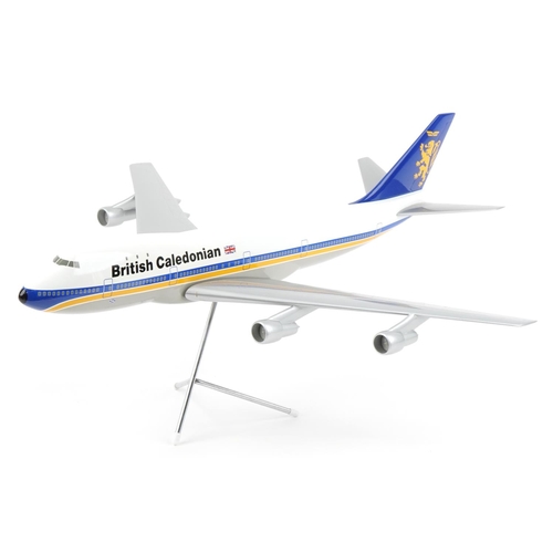 425 - Aviation interest 1:100 scale British Caledonian Boeing 747 by Space Models with stand and box, 70cm... 